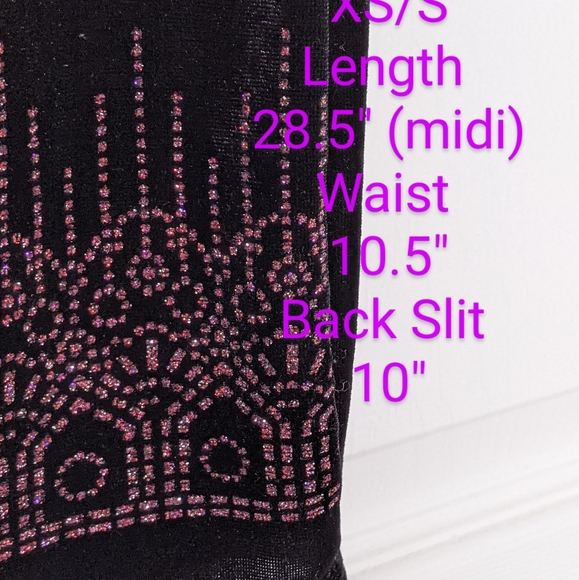 Vtg Black Velvet Party Skirt. Pink Art Deco Sparkle. XS fit. Md in Canada. HP! - Picture 4 of 16